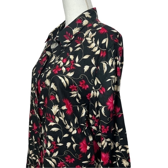Charter Club Women’s Button Blouse Sz 16 Multi Color Floral Print 100% Linen - Picture 4 of 11
